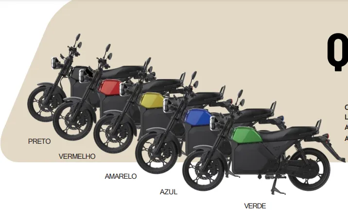 Motos elétricas QBD2 em várias cores